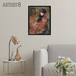 "Artery8 Autumn Portrait of Lydia in a Park Cassatt Black Framed Canvas Art - Size: W12"" x H16""" - thumbnail 3