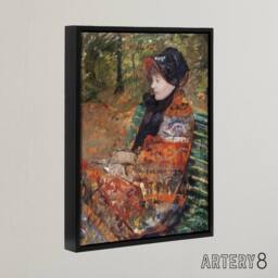 "Artery8 Autumn Portrait of Lydia in a Park Cassatt Black Framed Canvas Art - Size: W12"" x H16""" - thumbnail 2