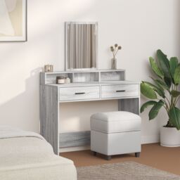 Berkfield Home Dressing Table with Drawers¬†Grey Sonoma 100x41x140 cm in Grey - Size: 100 x 41 x 140 cm - thumbnail 4