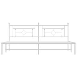 Berkfield Home Metal Bed Frame without Mattress with Headboard White 193x203cm - Size: 193x203 cm - thumbnail 5