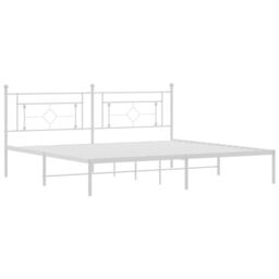 Berkfield Home Metal Bed Frame without Mattress with Headboard White 193x203cm - Size: 193x203 cm - thumbnail 4