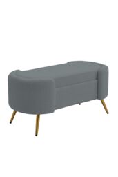 Luxurious Sherpa Accent Bench with Gold Metal Legs in Grey - thumbnail 1
