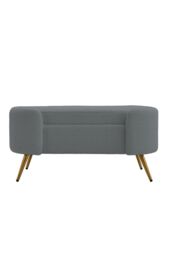 Luxurious Sherpa Accent Bench with Gold Metal Legs in Grey - thumbnail 3