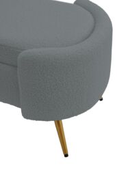 Luxurious Sherpa Accent Bench with Gold Metal Legs in Grey - thumbnail 4