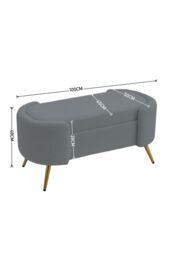 Luxurious Sherpa Accent Bench with Gold Metal Legs in Grey - thumbnail 6