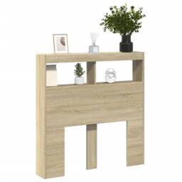 Berkfield Home Headboard Cabinet with LED Sonoma Oak 100x17x102 cm in Light Tan - Size: 100 x 17 x 102 cm - thumbnail 5