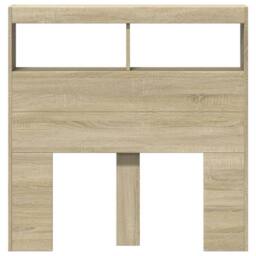Berkfield Home Headboard Cabinet with LED Sonoma Oak 100x17x102 cm in Light Tan - Size: 100 x 17 x 102 cm - thumbnail 6