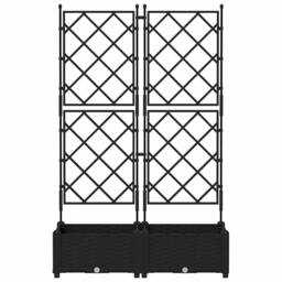 Berkfield Home Durable Garden Planter with Trellis 2 pcs Black 80x40x125.5 cm - thumbnail 5