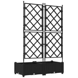 Berkfield Home Durable Garden Planter with Trellis 2 pcs Black 80x40x125.5 cm - thumbnail 7