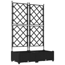 Berkfield Home Durable Garden Planter with Trellis 2 pcs Black 80x40x125.5 cm - thumbnail 3