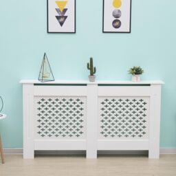 Home Source Extra Large Radiator Cover MDF Wooden Home Decor Modern Design in White - Size: XL - thumbnail 2