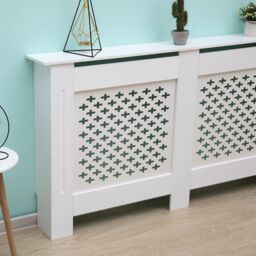 Home Source Extra Large Radiator Cover MDF Wooden Home Decor Modern Design in White - Size: XL - thumbnail 4
