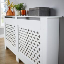 Home Source Extra Large Radiator Cover MDF Wooden Home Decor Modern Design in White - Size: XL - thumbnail 6
