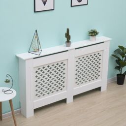 Home Source Extra Large Radiator Cover MDF Wooden Home Decor Modern Design in White - Size: XL - thumbnail 3
