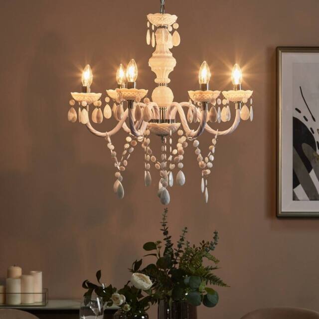 Wyld and Coco 6-Arm Crystal Chandelier White - 6-Light W700 x H1600 mm - image 1