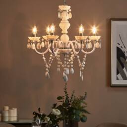 Wyld and Coco 6-Arm Crystal Chandelier White - 6-Light W700 x H1600 mm