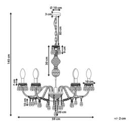 Wyld and Coco 6-Arm Crystal Chandelier White - 6-Light W700 x H1600 mm - thumbnail 3