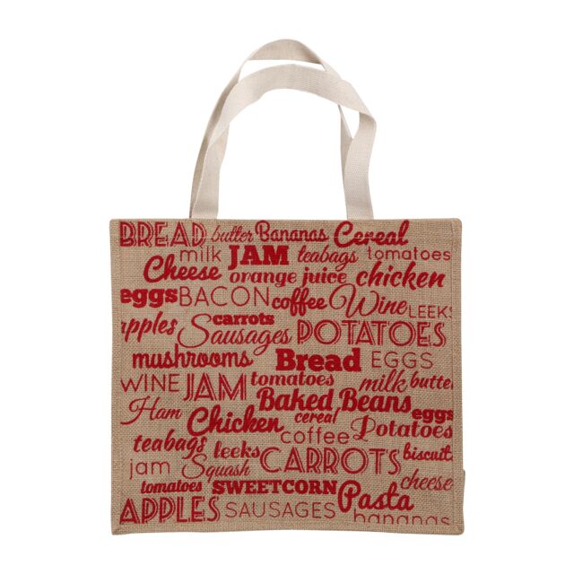 Orsina Green 'Food Stuff' Shopping Bag, nature friendly Reusable Tote With Bold Text & Sturdy Handles, Lightweight in Red - image 1