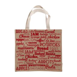 Orsina Green 'Food Stuff' Shopping Bag, nature friendly Reusable Tote With Bold Text & Sturdy Handles, Lightweight in Red