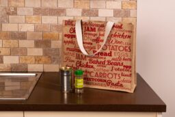 Orsina Green 'Food Stuff' Shopping Bag, nature friendly Reusable Tote With Bold Text & Sturdy Handles, Lightweight in Red - thumbnail 2