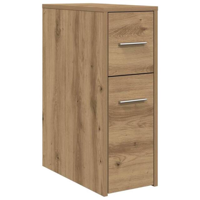 Berkfield Home Narrow Bathroom Cupboard with Wheels Artisian Oak Engineered Wood in Brown - image 1