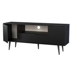 Ready Assembled 2 U Fuji 2 Door 1 Drawer Wide TV Unit (Ready Assembled) in Black - thumbnail 6