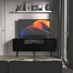 Ready Assembled 2 U Fuji 2 Door 1 Drawer Wide TV Unit (Ready Assembled) in Black - thumbnail 1