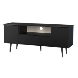 Ready Assembled 2 U Fuji 2 Door 1 Drawer Wide TV Unit (Ready Assembled) in Black - thumbnail 4