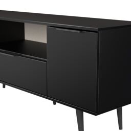Ready Assembled 2 U Fuji 2 Door 1 Drawer Wide TV Unit (Ready Assembled) in Black - thumbnail 5