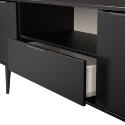 Ready Assembled 2 U Fuji 2 Door 1 Drawer Wide TV Unit (Ready Assembled) in Black - thumbnail 7