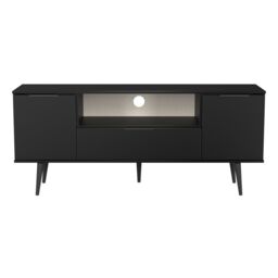 Ready Assembled 2 U Fuji 2 Door 1 Drawer Wide TV Unit (Ready Assembled) in Black - thumbnail 2