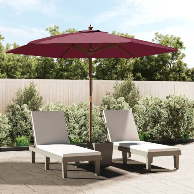 Berkfield Home Garden Parasol with Wooden Pole Bordeaux Red 299x240 cm - image 1