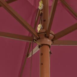 Berkfield Home Garden Parasol with Wooden Pole Bordeaux Red 299x240 cm - thumbnail 6