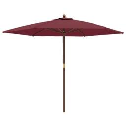 Berkfield Home Garden Parasol with Wooden Pole Bordeaux Red 299x240 cm - thumbnail 2
