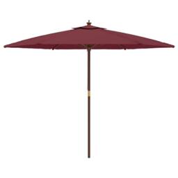 Berkfield Home Garden Parasol with Wooden Pole Bordeaux Red 299x240 cm - thumbnail 4