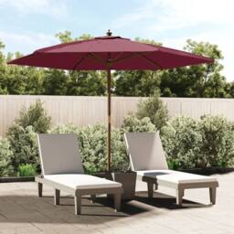 Berkfield Home Garden Parasol with Wooden Pole Bordeaux Red 299x240 cm - thumbnail 1