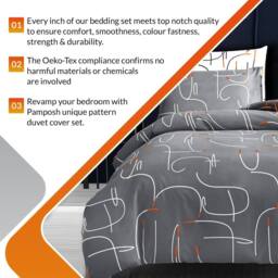 Pamposh Hypoallergenic Duvet Cover Set Reversible Bedding Sets in Grey - Size: King - thumbnail 8