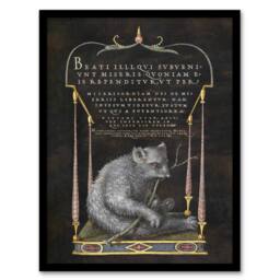Artery8 Latin Beatitudes with Sloth Artwork Hoefnagel Framed Wall Art Print in Black - Size: A4 - thumbnail 1