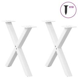 Berkfield Home Coffee Table Legs X-Shaped 2 pcs White 50x(42-43) cm Steel - thumbnail 3