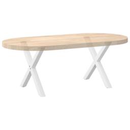 Berkfield Home Coffee Table Legs X-Shaped 2 pcs White 50x(42-43) cm Steel - thumbnail 8