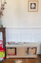 Nordlys Wooden Entryway Bench with 1 Door & 2 Storage Compartments with Baskets in Brown - thumbnail 6