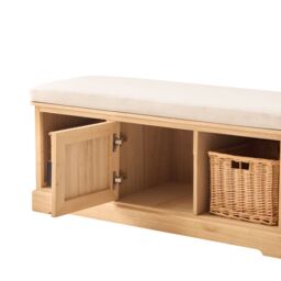 Nordlys Wooden Entryway Bench with 1 Door & 2 Storage Compartments with Baskets in Brown - thumbnail 9