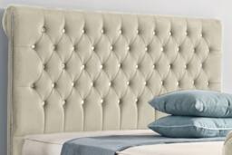 UK Bed Furniture Faye Slatted Base Upholstered Bed with 48 Inch Headboard in Cream - Size: Super King - thumbnail 2