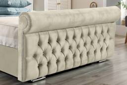 UK Bed Furniture Faye Slatted Base Upholstered Bed with 48 Inch Headboard in Cream - Size: Super King - thumbnail 3