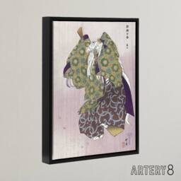 "Artery8 Noh Theater Play Arashiyama Framed Canvas Wall Art Print Kogyo Tsukioka in Purple - Size: W12"" x H16""" - thumbnail 2