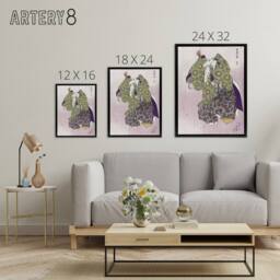 "Artery8 Noh Theater Play Arashiyama Framed Canvas Wall Art Print Kogyo Tsukioka in Purple - Size: W12"" x H16""" - thumbnail 4