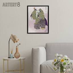 "Artery8 Noh Theater Play Arashiyama Framed Canvas Wall Art Print Kogyo Tsukioka in Purple - Size: W12"" x H16""" - thumbnail 3