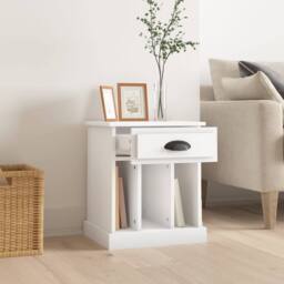 Berkfield Home Elegant Bedside Cabinet White 43x36x50 cm - Size: 43 x 36 x 50 cm - thumbnail 1