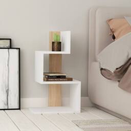 CALICOSY White Bedside Table With Oak Wood Finish, 42 Cm Wide - ROSIE - thumbnail 2