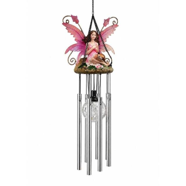 NESTLUNE Pink Hanging Solar Powered Fairy Wind Chime Colour - Size: 100 cm x 60 cm - image 1